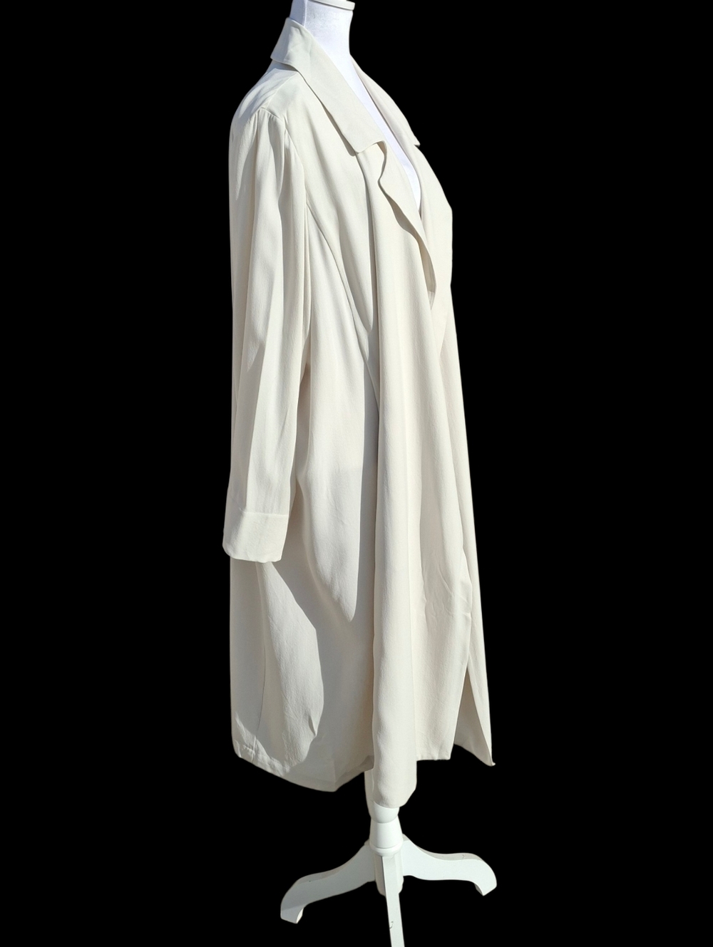 Eileen Fisher 100% Silk Neutral Open-Front Long Duster Topper Women Size X-Large - Picture 9 of 16